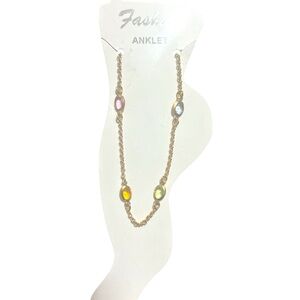 Elegant Gold filled Anklet with Multicolor Gemstones
